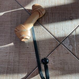 Tan and Black Wall Hook with dog bone